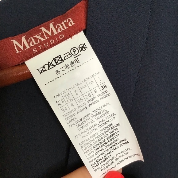 MAXMARA Studio V-Neck Cady Jumpsuit in Navy. - Picture 12 of 12